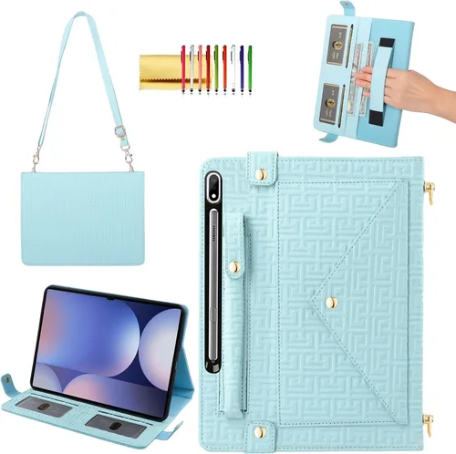 Vista 28 de Bolso Funda para Samsung Galaxy Tab S10 FE/S9 FE 10.9"/S9/S8/S7 11", Techcircle Folio con Soporte Cruzado, Billetera con Ranura para Lápiz S Pen