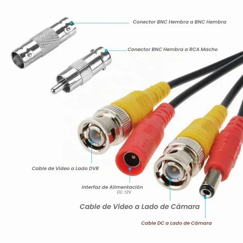 Vista 3 de LONNKY Cable BNC de 100 pies para cámara de seguridad de 98.4 ft con conectores BNC y adaptadores RCA, cable de alimentación de video para cámara