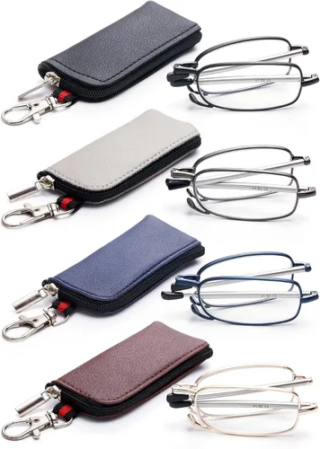 Vista 8 de Paquete de 4 lentes de lectura compactos, con bolsillo, plegables, para mujeres y hombres