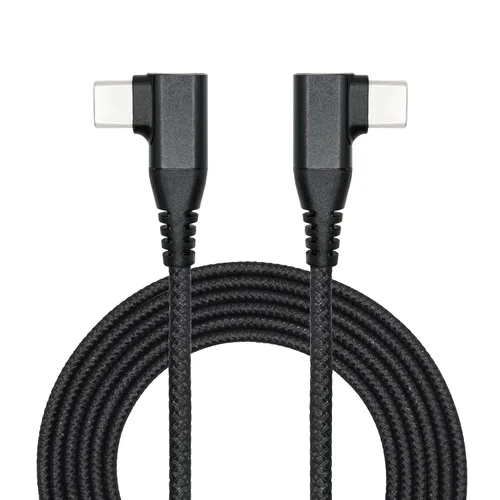 Vista 10 de Cable USB C a USB C en ángulo recto de 3.3 ft/3 pies, 90 grados, 60 W, PD tipo C, cable trenzado de nailon de carga rápida y transmisión de datos