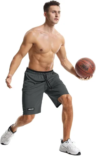 Vista 5 de Aolesy Pantalones cortos de baloncesto para hombre de 10 pulgadas, ligeros, de secado rápido, pantalones cortos atléticos para hombre, malla