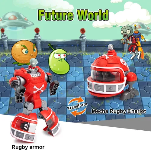 Vista 4 de Maikerry Juego de figuras de juguete PVZ 3 en 1, robot jefe de tiburón deformación, figuras de acción, regalos de cumpleaños y fiesta para niños