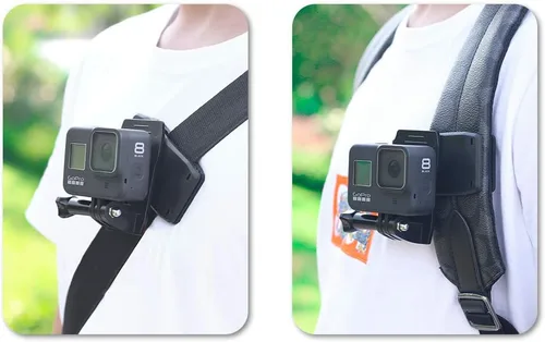 Vista 6 de Soporte de correa de mochila con clip rápido compatible con Gopro Hero 11/10/9/8/7/6 (2018)/5 Negro, DJI Osmo Action y más Conjunto 1