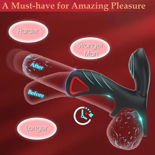 Vista 3 de Anillo vibrador para el pene vibrador, vibrador portátil para parejas masculinas y adultas, juguetes sexuales para hombres y parejas, anillos