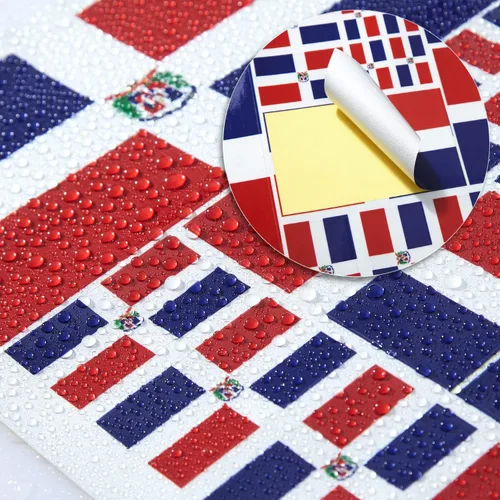 Vista 3 de CANTENDO Paquete de 3 calcomanías de bandera dominicana, calcomanías reflectantes de vinilo para automóvil, calcomanías impermeables