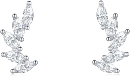 Vista 4 de Rnivida Aretes tipo dormilona de plata de ley 925, hipoalergénicos, pequeños aretes de circonita cúbica para mujer