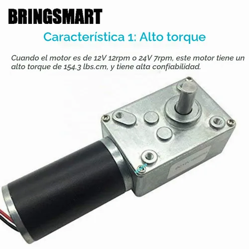 Vista 3 de BRINGSMART 12V 5rpm DC Motor de engranaje helicoidal autobloqueante mini