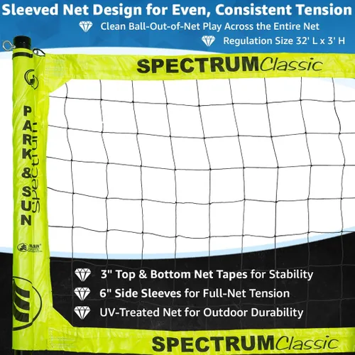 Vista 11 de Park & Sun Sports Spectrum Classic: Sistema de red de voleibol profesional ajustable para exteriores Negro