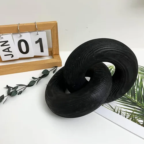 Vista 5 de Decoración de nudos, cadena de madera tallada a mano de 2 eslabones adecuada para dormitorio, sala de estar, decoración de cafetería (negro)