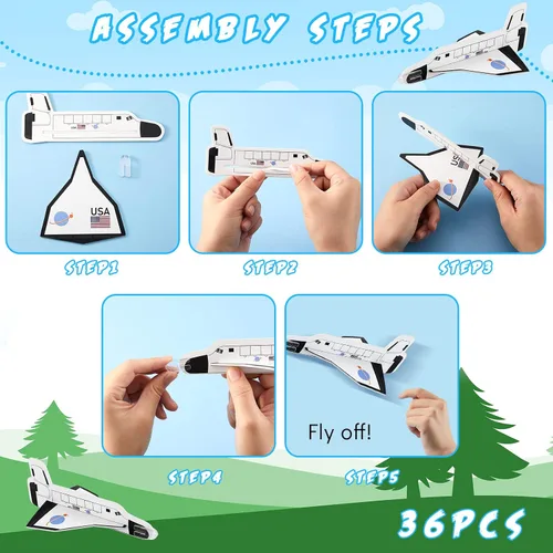Vista 4 de Lewtemi Juego de 36 planeadores, juguetes de transporte espacial, juguetes voladores para niños y niñas, planeador de avión de espuma para recuerdos