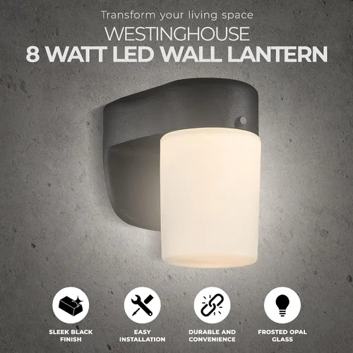 Vista 2 de 6106700 - Lámpara de pared LED regulable con sensor de atardecer a amanecer, acabado negro con vidrio de ópalo esmerilado