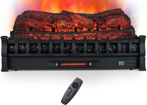 Vista 19 de COSTWAY Juego de troncos para chimenea eléctrica de 26 pulgadas con llama