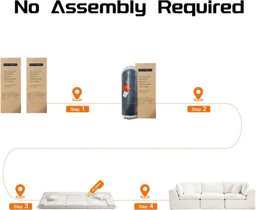 Vista 5 de Sofás de nube beige para sala de estar, sofá deshuesado de 3 plazas, sofá modular seccional, no requiere montaje, tapizado de chenilla, moderno