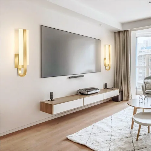 Vista 4 de Nordic - Luces de pared retro de metal con acabado de latón, 10 W, lámparas de tocador para interiores con pantalla acrílica, luces montadas