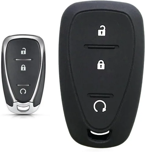 Vista 2 de Funda de silicona para llavero con control remoto sin llave para Chevrolet Menlo, Monza Tahoe, Spark Cavalier Bolt EV Traverse (negro)