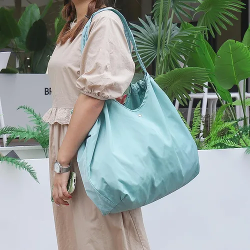 Vista 7 de Bolsa de comestibles reutilizable, impermeable, plegable, de gran capacidad, bolsa de compras portátil lavable para gimnasio, picnic, campamento