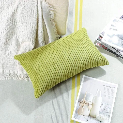 Vista 3 de Artscope Fundas de almohada de pana a rayas acogedoras súper suaves decorativas oblongas fundas de almohada decorativa fundas de cojín para sofá