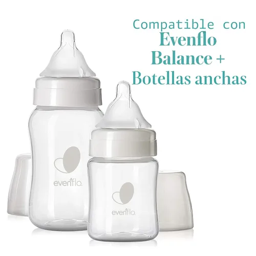 Vista 4 de Evenflo Feeding Balance + pezón de biberón de silicona sin BPA de cuello ancho, flujo medio, 3 meses + 6