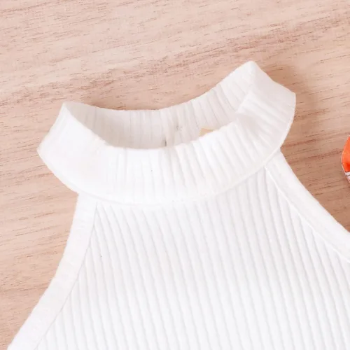 Vista 3 de MLAGJSS Conjunto gráfico de 3 piezas para bebés y niñas, sin mangas, estampado de corazón, camisa + pantalones de moda + diadema