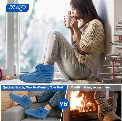 Vista 6 de NEWGO Zapatillas microondables para pies fríos, botines con almohadilla térmica para alivio del dolor de fascitis plantar, artritis y tendón
