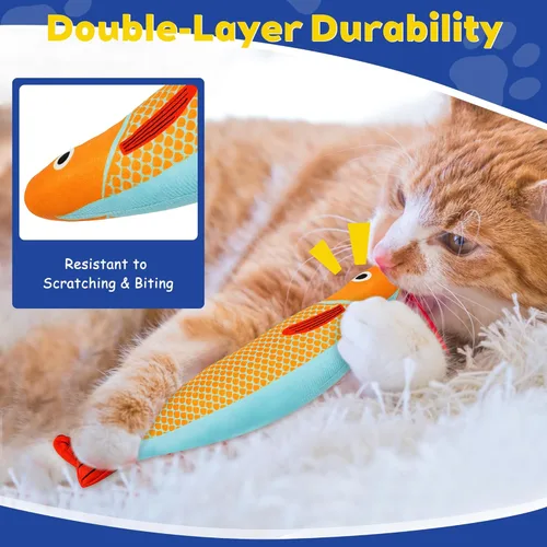Vista 4 de Juguetes para gatos, paquete de 3 juguetes de hierba gatera para gatos, suaves y duraderos con sonido de sonajero, juguetes interactivos para gatos