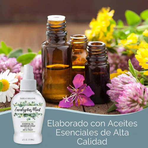 Vista 3 de SMELLS BEGONE Ambientador de aceite esencial en espray para baño, elimina los olores del baño y el inodoro, fabricado con aceites esenciales, aroma