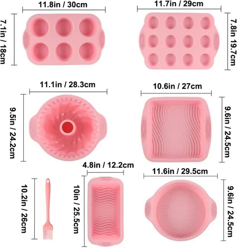 Vista 2 de Acidea Juego de utensilios de silicona antiadherente, 7 piezas de molde para hornear, económico, sin BPA, resistente al calor, kit de herramientas