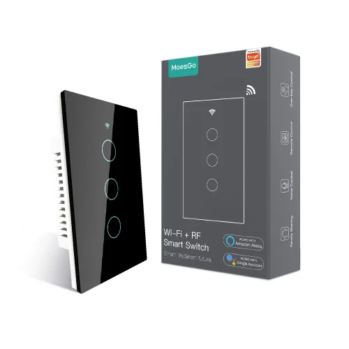 Vista 9 de MoesGo - Interruptor inteligente táctil de pared WiFi RF433 de segunda generación Smart Touch Wall Single Fire, no se necesita cable neutro
