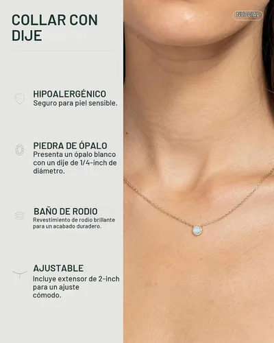 Vista 2 de PAVOI Collar de ópalo blanco creado chapado en oro de 14 quilates Collares de ópalo para mujer, Ópalo