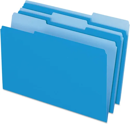 Vista 8 de Pendaflex Two-Tone Color File Folders, Legal Size, Blue, 1/3 Cut, 100/BX (153 1/3 BLU) (Pack of 5)