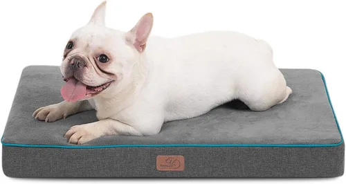 Vista 12 de Bedsure Cama para perros de espuma viscoelástica para perros pequeños, camas ortopédicas para mascotas para jaula con funda extraíble lavable y Gris