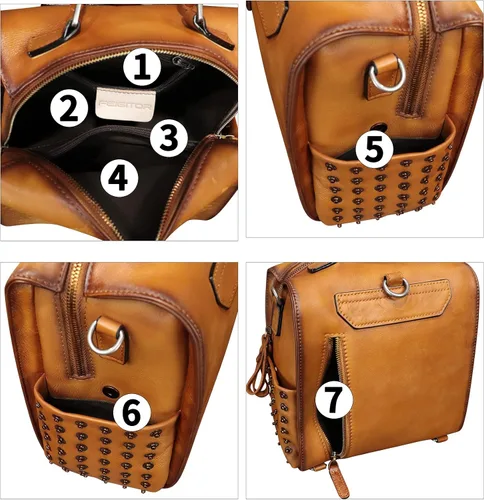 Vista 5 de Bolso cruzado de cuero genuino para mujer, bolso cruzado pintado a mano, bolso cruzado con asa superior, mochila convertible hecha a mano