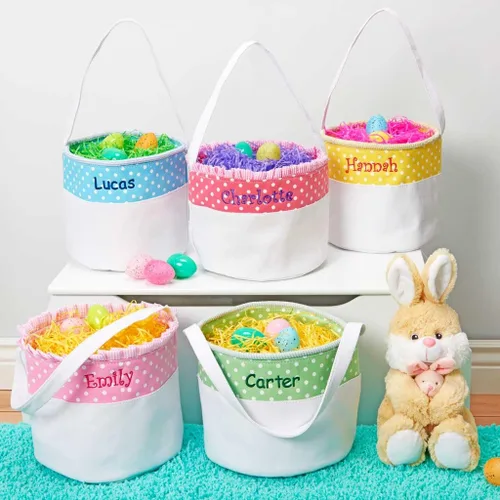 Vista 2 de Cesta de Pascua personalizada suave y ligera (rosa bebé)