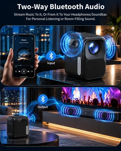 Vista 8 de Proyector inteligente Google TV, Netflix con licencia, FHD nativo Negro