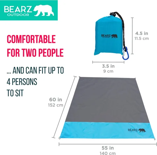 Vista 7 de Manta de bolsillo – Manta de playa impermeable a prueba de arena, manta de picnic impermeable, plegable, ligera y compacta para senderismo, camping