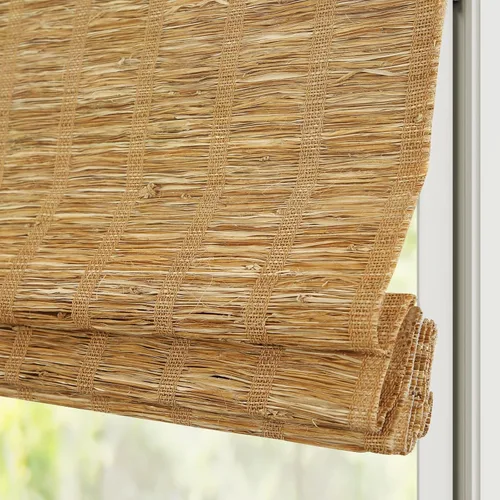 Vista 3 de Persianas romanas de bambú, persianas de madera tejida a medida, sin cables, con filtro de luz, cortinas de bambú natural para puertas, ventanas