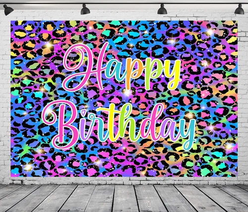 Vista 8 de Telón de fondo de cumpleaños colorido con brillo neón para fotografía, pintura salpicada de graffiti, retro, discoteca, hip pop, decoraciones