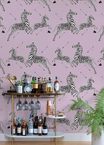 Vista 2 de Scalamandre Lilac Zebra Safari - Papel tapiz autoadhesivo