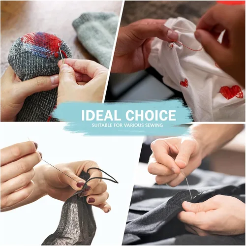 Vista 6 de MTLEE 14 cajas, 140 piezas Mini kit de costura de arreglo rápido fácil aguja pre-enhebrada kit personal básico soporte de aguja enhebrada