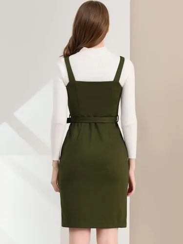 Vista 5 de Allegra K Vestido sin mangas con botones en la parte delantera para mujer