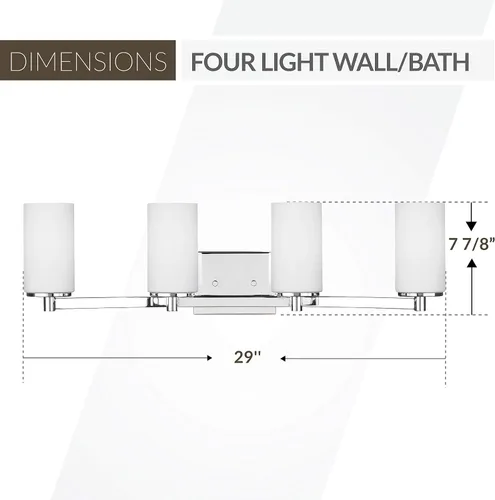 Vista 3 de Sea Gull Lighting 4439104-05 Hettinger - Luces de estilo de tocador de baño, acabado cromado