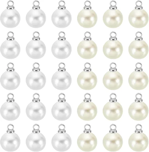 Vista 52 de PATIKIL Abalorio de perlas, 100 cuentas de perlas de imitación de perlas colgantes para bricolaje para hacer joyas, pulseras, aretes, collares Beige
