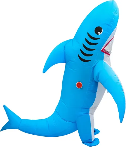 Vista 2 de Disfraz inflable de tiburón para adulto, divertido disfraz inflable tridimensional, accesorios de fiesta de disfraces, Halloween, Navidad