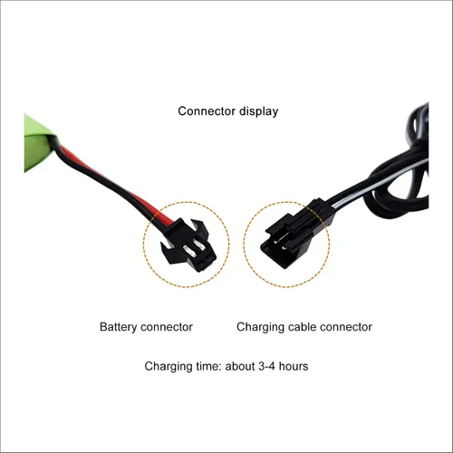 Vista 5 de Qsmily® Batería RC de 7.2 V, conector SM, batería recargable de Ni-Cd de 1000 mAh con cable de carga, adecuada para camión RC, camión