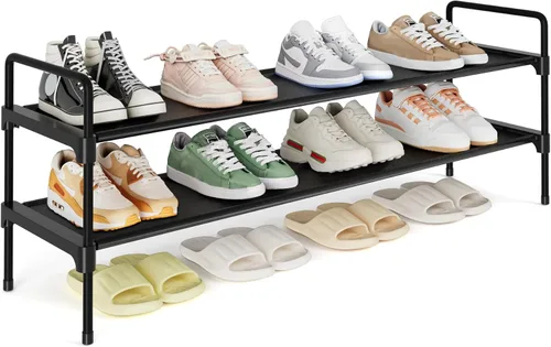 Vista 3 de Kitsure Zapatero – Organizador de zapatos largo de 2 niveles con asas y pies antideslizantes, zapatero de metal resistente al óxido para armario