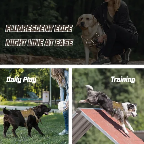 Vista 5 de Auroth - Arnés táctico para perros pequeños y medianos, sin tirones, arnés ajustable para mascotas, reflectante, K9, entrenamiento, trabajo