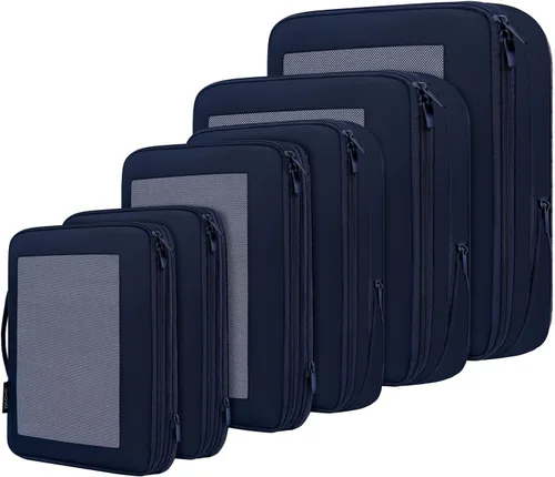 Vista 177 de BAGAIL 4 juegos/6 juegos/8 cubos de compresión para embalaje, accesorios de viaje, organizadores de embalaje expandibles (malla cuadrada, 06-beige)