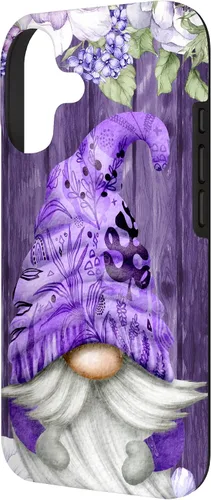 Vista 2 de Cute Purple Aesthetic Anemones Flower Pattern Lavender Gnome Case for iPhone 17