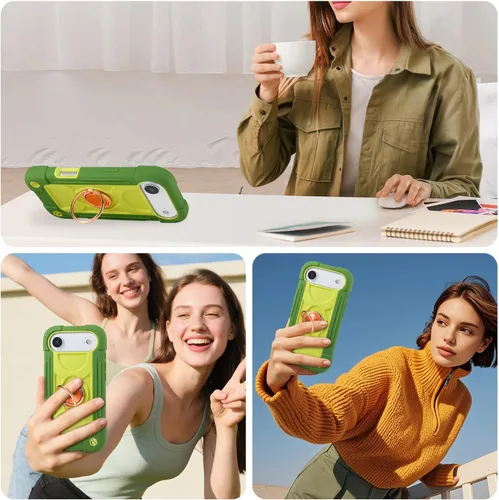 Vista 7 de MARKILL Funda compatible con iPhone Air de 6.5 pulgadas 2025 con soporte de anillo giratorio de 360 grados, protección contra caídas de grado