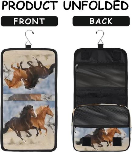 Vista 4 de Bardic Neceser de viaje colgante, bolsa de aseo para galope, animales de gran capacidad, bolsa de cosméticos de maquillaje, kit de aseo portátil